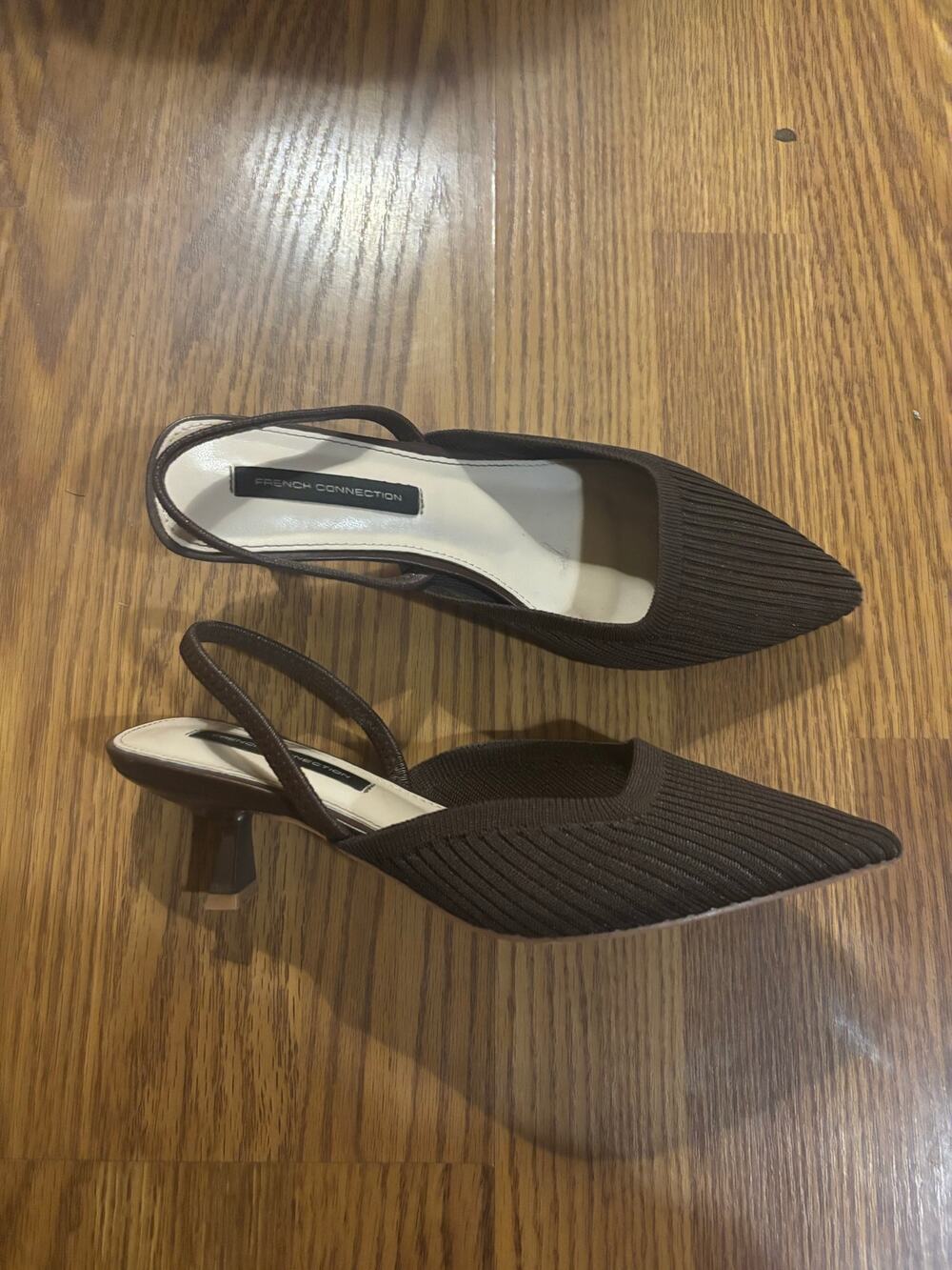 French Connection Chocolate Brown Pointed- Toe Slingback Classy Fall Heels